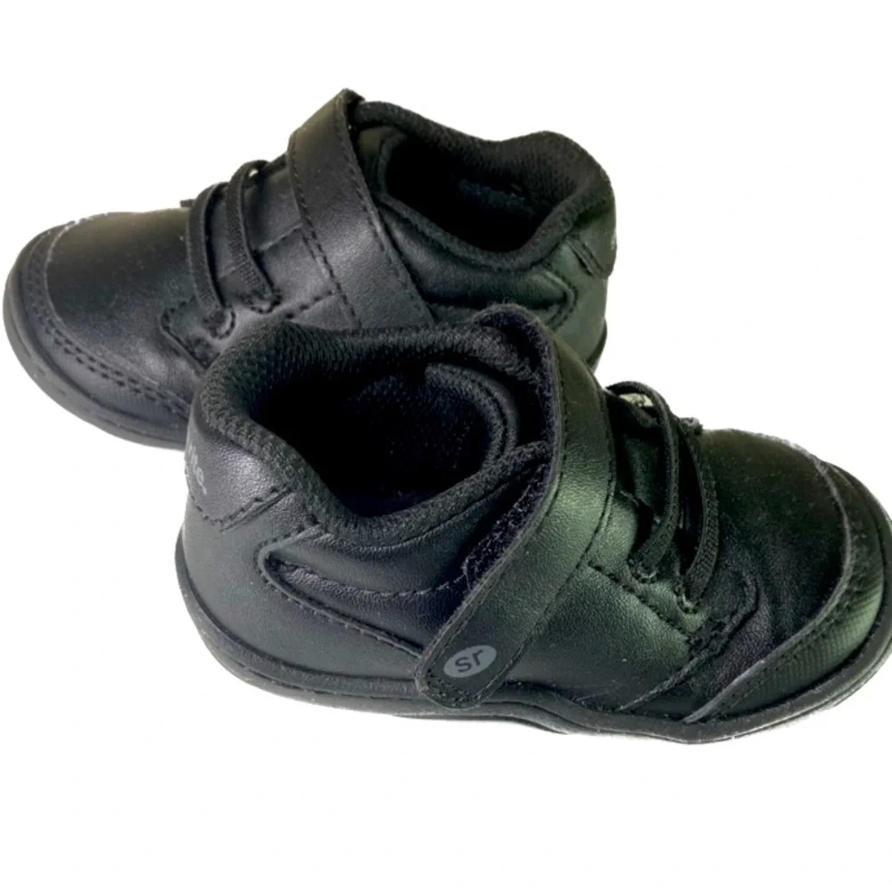 STRIDE RITE Toddler Boys Black Shoes Cushioned Insole Hook & Loop Strap Size 4.5 - Picture 2 of 8